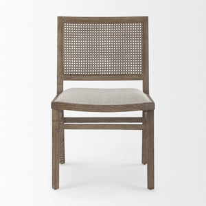 Mercana Wynn Contemporary Dining Chair with Cushioned Seat and Stylish Solid Wood Frame for Any Space Beige Fabric | Cane Back | Brown Wood 69829