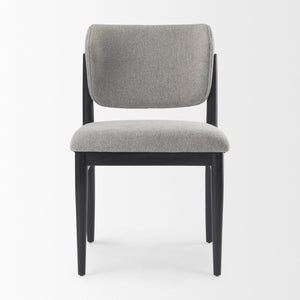 Mercana Cline Dining Chair - Sculptural Design with Plush Comfort and Bold Wood Legs for Modern Interiors Gray Fabric | Black Wood 69830
