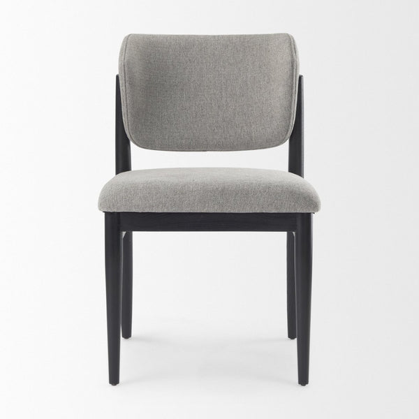 Mercana Cline Dining Chair - Sculptural Design with Plush Comfort and Bold Wood Legs for Modern Interiors Gray Fabric | Black Wood 69830