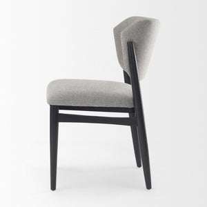 Mercana Cline Dining Chair - Sculptural Design with Plush Comfort and Bold Wood Legs for Modern Interiors Gray Fabric | Black Wood 69830