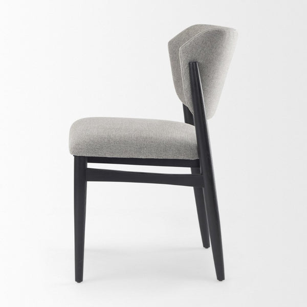 Mercana Cline Dining Chair - Sculptural Design with Plush Comfort and Bold Wood Legs for Modern Interiors Gray Fabric | Black Wood 69830