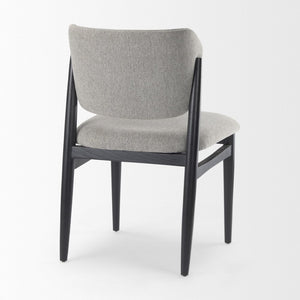 Mercana Cline Dining Chair - Sculptural Design with Plush Comfort and Bold Wood Legs for Modern Interiors Gray Fabric | Black Wood 69830
