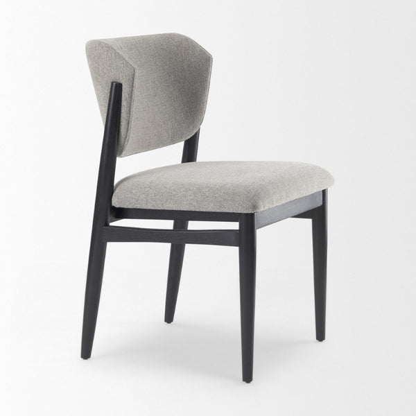 Mercana Cline Dining Chair - Sculptural Design with Plush Comfort and Bold Wood Legs for Modern Interiors Gray Fabric | Black Wood 69830