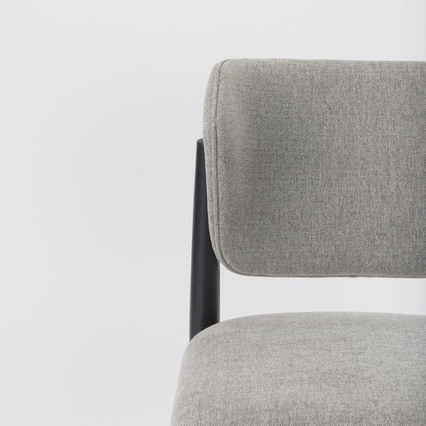 Mercana Cline Dining Chair - Sculptural Design with Plush Comfort and Bold Wood Legs for Modern Interiors Gray Fabric | Black Wood 69830