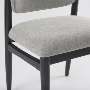 Mercana Cline Dining Chair - Sculptural Design with Plush Comfort and Bold Wood Legs for Modern Interiors Gray Fabric | Black Wood 69830