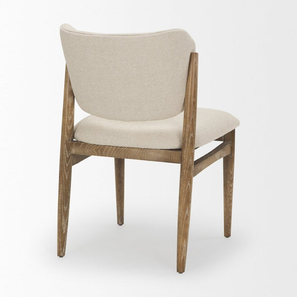 Mercana Cline Dining Chair - Sculptural Design with Plush Comfort and Bold Wood Legs for Modern Interiors Cream Fabric | Brown Wood 69831