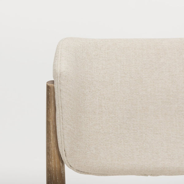 Mercana Cline Dining Chair - Sculptural Design with Plush Comfort and Bold Wood Legs for Modern Interiors Cream Fabric | Brown Wood 69831