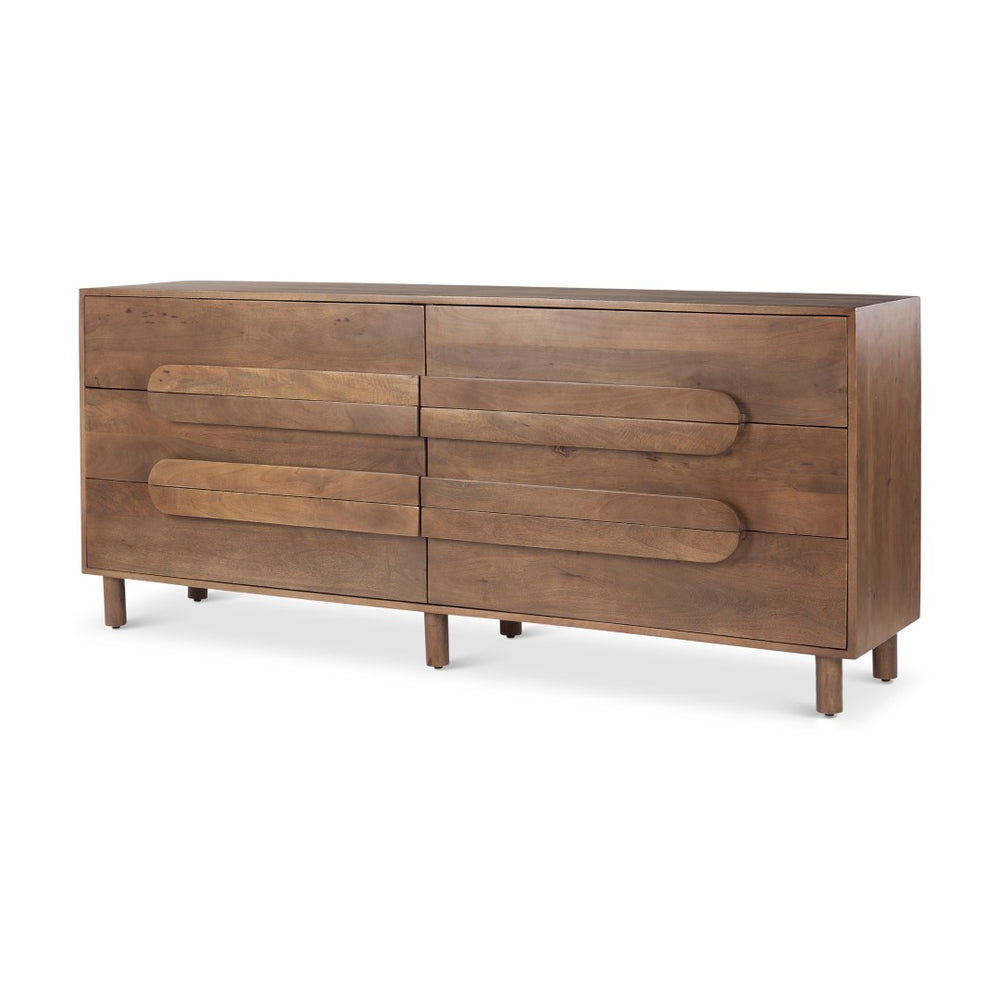Mercana Astrid 71-Inch Solid Mango Wood Sideboard with 6 Drawers for Modern and Mid-Century Homes 69940