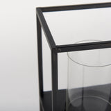 Mercana Cindy 5 Candle Matte Black Metal Hurricane Glass Tabletop Candle Holder 70042