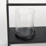 Mercana Cindy 5 Candle Matte Black Metal Hurricane Glass Tabletop Candle Holder 70042