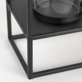 Mercana Cindy 5 Candle Matte Black Metal Hurricane Glass Tabletop Candle Holder 70042