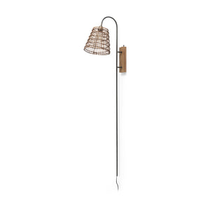 Mercana Kiley 28.0L x 7.0W x 15.6H Brown Woven Shade W/Black Metal Wall Sconce 70045