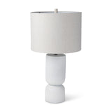 Everly  15.0L x 15.0W x 27.5H White Cement W/Beige Shade Table Lamp