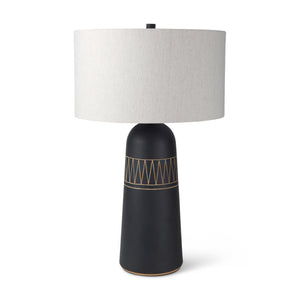 Mercana Javier 18.0L x 18.0W x 30.75H Black Base W/Cream Fabric Shade Table Lamp  69788