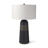 Javier 18.0L x 18.0W x 30.75H Black Base W/Cream Fabric Shade Table Lamp