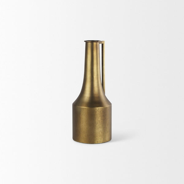 Mercana Aubrey Large 24H Gold Iron Jug Vase - Elegant Industrial Glam Decor for Modern Floral Displays Antique Gold Metal | 14H 69854