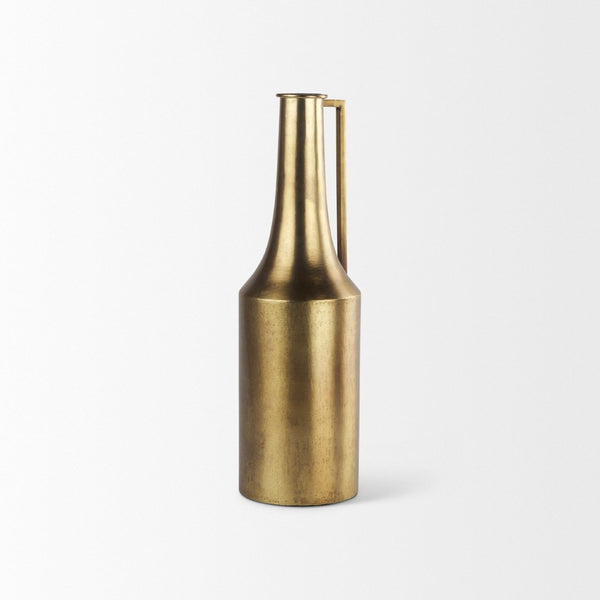 Mercana Aubrey Large 24H Gold Iron Jug Vase - Elegant Industrial Glam Decor for Modern Floral Displays Antique Gold Metal | 18H 69855