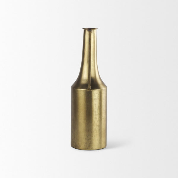 Mercana Aubrey Large 24H Gold Iron Jug Vase - Elegant Industrial Glam Decor for Modern Floral Displays Antique Gold Metal | 18H 69855