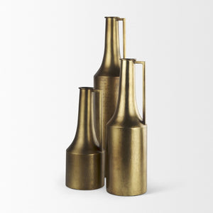 Mercana Aubrey Large 24H Gold Iron Jug Vase - Elegant Industrial Glam Decor for Modern Floral Displays Antique Gold Metal | 24H 69856