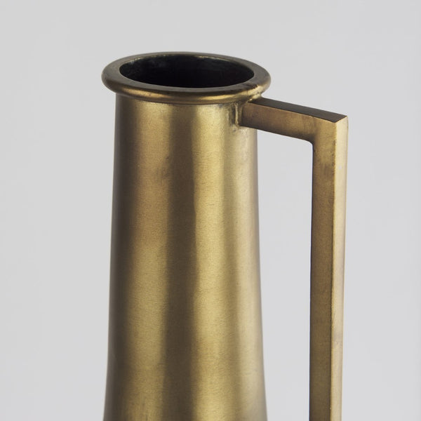 Mercana Aubrey Large 24H Gold Iron Jug Vase - Elegant Industrial Glam Decor for Modern Floral Displays Antique Gold Metal | 24H 69856