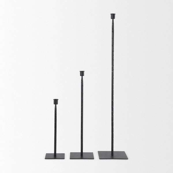 Mercana Porter Candle Holder - Industrial-Style Matte Iron Accent for Taper Candles in Any Home Decor Setting Black Metal | 12.0H 69860