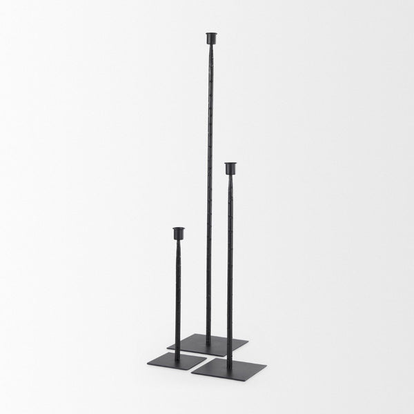 Mercana Porter Candle Holder - Industrial-Style Matte Iron Accent for Taper Candles in Any Home Decor Setting Black Metal | 12.0H 69860