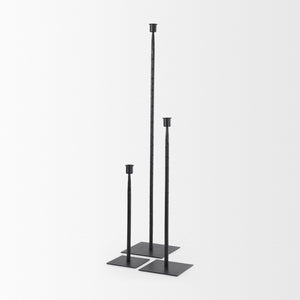 Mercana Porter Candle Holder - Industrial-Style Matte Iron Accent for Taper Candles in Any Home Decor Setting Black Metal | 18.0H 69861