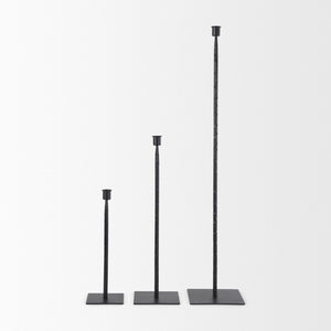 Mercana Porter Candle Holder - Industrial-Style Matte Iron Accent for Taper Candles in Any Home Decor Setting Black Metal | 30.0H 69862