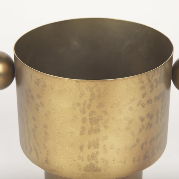 Mercana Juno Modern Contemporary Cast Iron Vase in Matte Gold – Ideal for Fresh Flowers & Home Decor Antique Gold Metal | 6.5H 69866