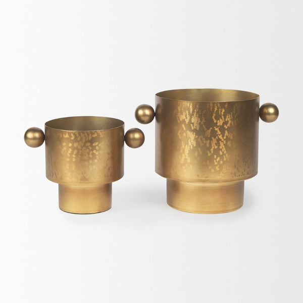 Mercana Juno Modern Contemporary Cast Iron Vase in Matte Gold – Ideal for Fresh Flowers & Home Decor Antique Gold Metal | 8.5H 69867