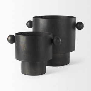 Mercana Juno Modern Contemporary Cast Iron Vase in Matte Gold – Ideal for Fresh Flowers & Home Decor Antique Black Metal | 6.5H 69870