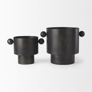 Mercana Juno Modern Contemporary Cast Iron Vase in Matte Gold – Ideal for Fresh Flowers & Home Decor Antique Black Metal | 6.5H 69870