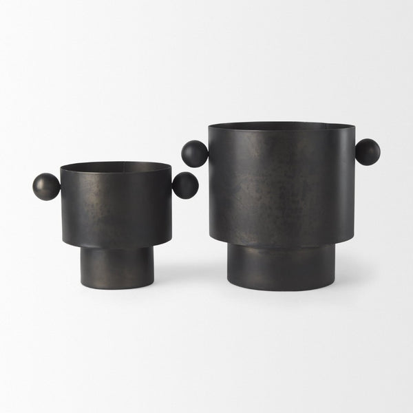 Mercana Juno Modern Contemporary Cast Iron Vase in Matte Gold – Ideal for Fresh Flowers & Home Decor Antique Black Metal | 6.5H 69870