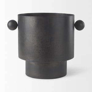 Mercana Juno Modern Contemporary Cast Iron Vase in Matte Gold – Ideal for Fresh Flowers & Home Decor Antique Black Metal | 8.5H 69871