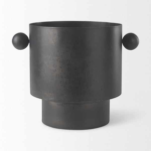 Mercana Juno Modern Contemporary Cast Iron Vase in Matte Gold – Ideal for Fresh Flowers & Home Decor Antique Black Metal | 8.5H 69871