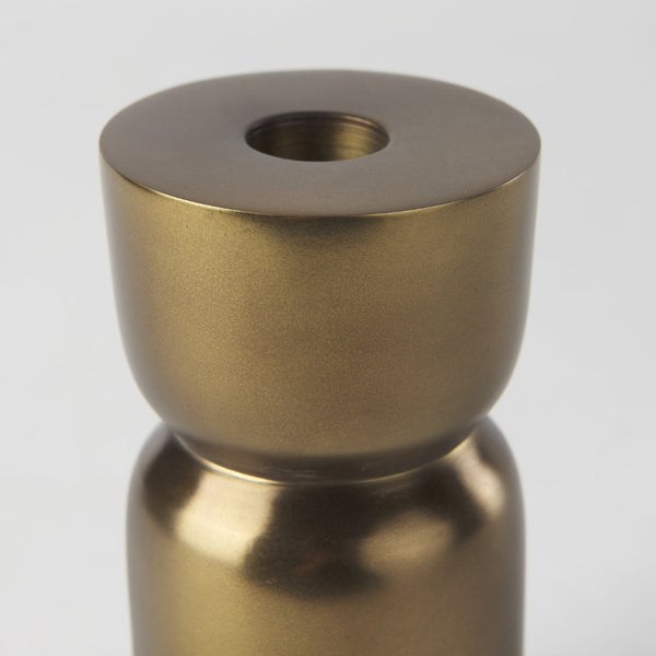 Mercana Malta Aluminum Candle Holder - Modern Dark Gold Accent for Elegant Home Decor and Tabletop Display Gold Metal | 5" 69868