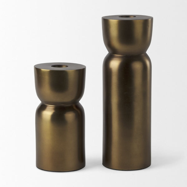 Mercana Malta Aluminum Candle Holder - Modern Dark Gold Accent for Elegant Home Decor and Tabletop Display Gold Metal | 5" 69868