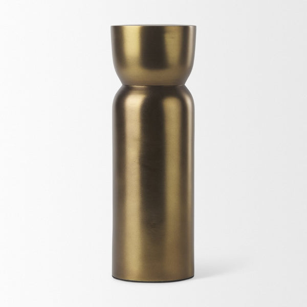 Mercana Malta Aluminum Candle Holder - Modern Dark Gold Accent for Elegant Home Decor and Tabletop Display Gold Metal | 7.5" 69869