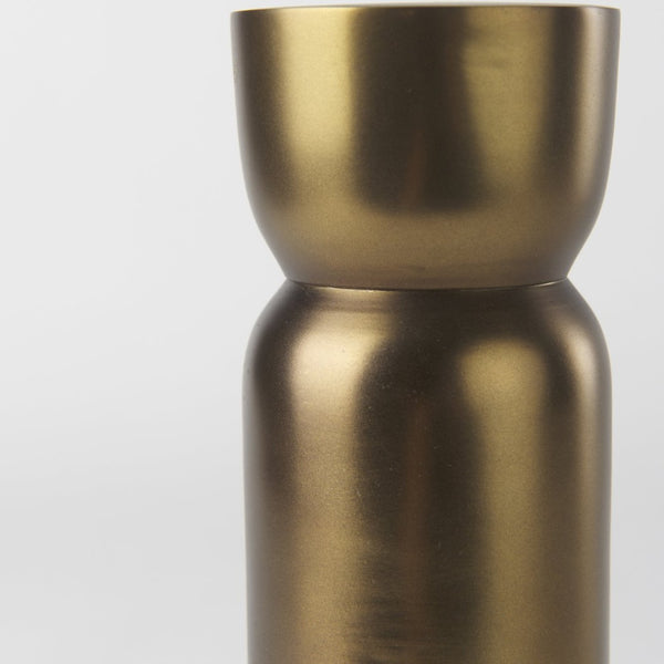 Mercana Malta Aluminum Candle Holder - Modern Dark Gold Accent for Elegant Home Decor and Tabletop Display Gold Metal | 7.5" 69869