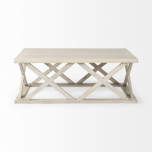 Mercana Forsey Contemporary Solid Mango Wood Coffee Table with Lattice Design – Perfect for Modern Living Spaces Blonde Wood 69741