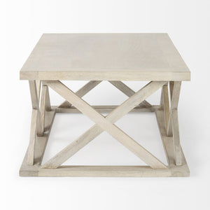 Mercana Forsey Contemporary Solid Mango Wood Coffee Table with Lattice Design – Perfect for Modern Living Spaces Blonde Wood 69741