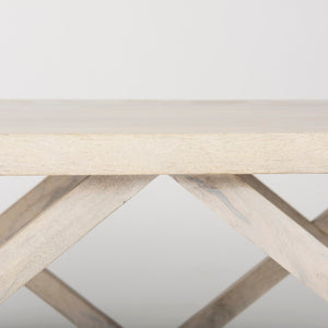 Mercana Forsey Contemporary Solid Mango Wood Coffee Table with Lattice Design – Perfect for Modern Living Spaces Blonde Wood 69741