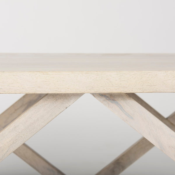 Mercana Forsey Contemporary Solid Mango Wood Coffee Table with Lattice Design – Perfect for Modern Living Spaces Blonde Wood 69741