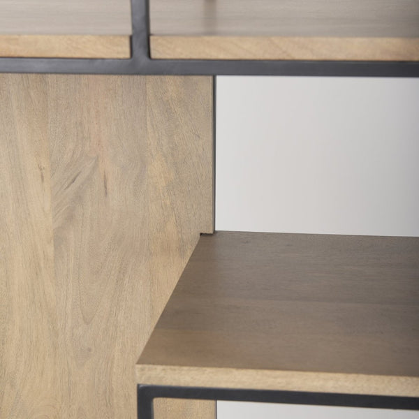 Mercana Morris 6-Shelf Shelving Unit - Modern Wood and Metal Design for Stylish Storage and Display Solutions Brown Wood | Black Metal 69718