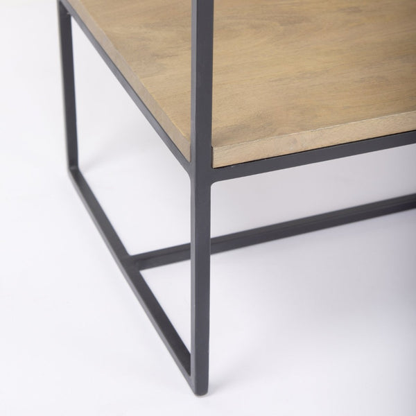 Mercana Morris 6-Shelf Shelving Unit - Modern Wood and Metal Design for Stylish Storage and Display Solutions Brown Wood | Black Metal 69718