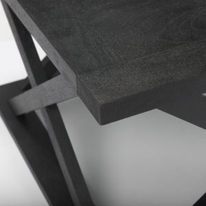 Mercana Forsey Contemporary Solid Mango Wood Coffee Table with Lattice Design – Perfect for Modern Living Spaces Black Wood 69743