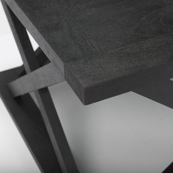 Mercana Forsey Contemporary Solid Mango Wood Coffee Table with Lattice Design – Perfect for Modern Living Spaces Black Wood 69743