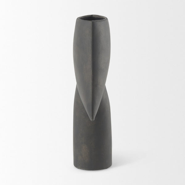 Mercana Rylee Sculptural Ceramic Vase - Modern Matte Finish for Stylish Home Décor and Versatile Arrangements Dark Brown Ceramic | 13.0H 69803