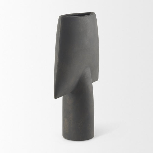 Mercana Rylee Sculptural Ceramic Vase - Modern Matte Finish for Stylish Home Décor and Versatile Arrangements Dark Brown Ceramic | 13.0H 69803