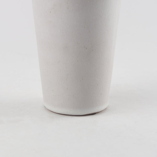 Mercana Esme Bold Geometric Ceramic Vase in Whitewash Finish - Perfect Accent for Modern and Boho Décor White and Terracotta Ceramic | 10.4"H 69807